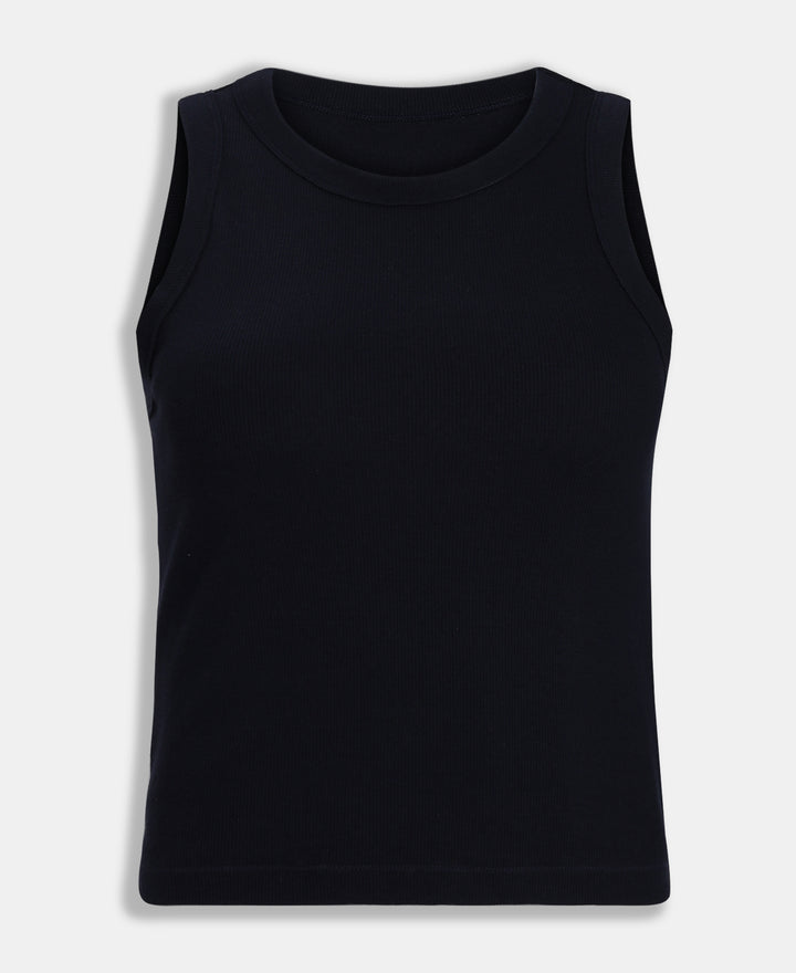 100% Super Combed Cotton Stretch Slim Fit Racerback Styled Tank Top - Navy Blazer
