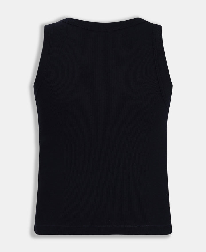 100% Super Combed Cotton Stretch Slim Fit Racerback Styled Tank Top - Navy Blazer