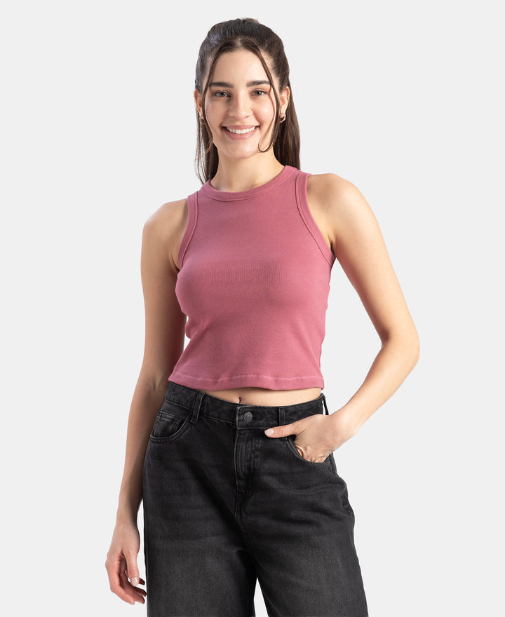 100% Super Combed Cotton Stretch Slim Fit Racerback Styled Tank Top - Rose Wine