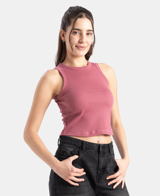 100% Super Combed Cotton Stretch Slim Fit Racerback Styled Tank Top - Rose Wine