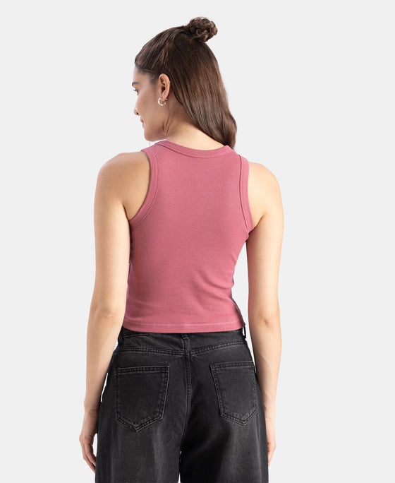 100% Super Combed Cotton Stretch Slim Fit Racerback Styled Tank Top - Rose Wine