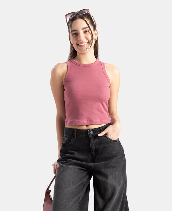 100% Super Combed Cotton Stretch Slim Fit Racerback Styled Tank Top - Rose Wine