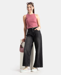100% Super Combed Cotton Stretch Slim Fit Racerback Styled Tank Top - Rose Wine