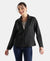 Rayon Nylon Elastane Stretch Relaxed Fit Jacket with Zipper Pockets - Black Melange