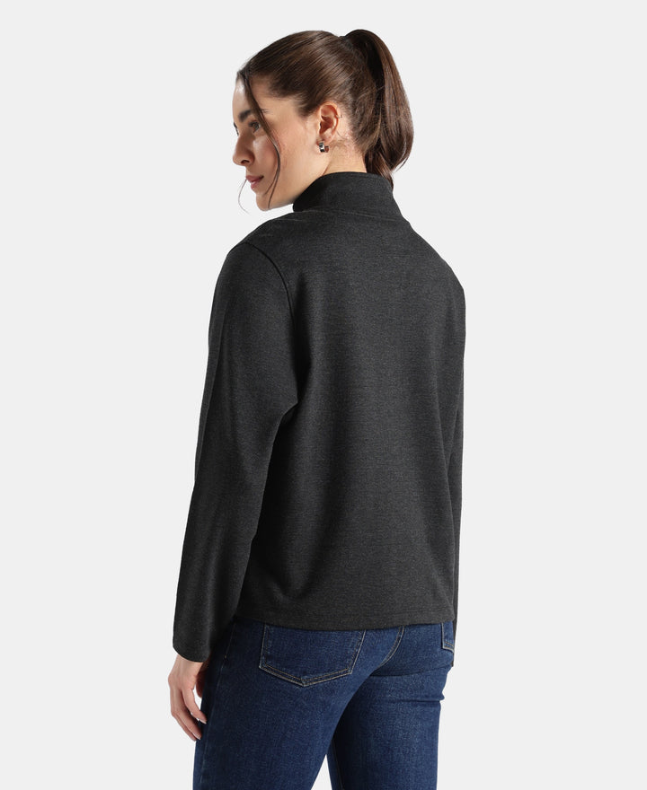 Rayon Nylon Elastane Stretch Relaxed Fit Jacket with Zipper Pockets - Black Melange