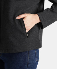 Rayon Nylon Elastane Stretch Relaxed Fit Jacket with Zipper Pockets - Black Melange