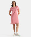 100% Super Combed Cotton Regular Fit Dress with Side Pockets - Brandied Apricot