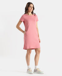 100% Super Combed Cotton Regular Fit Dress with Side Pockets - Brandied Apricot