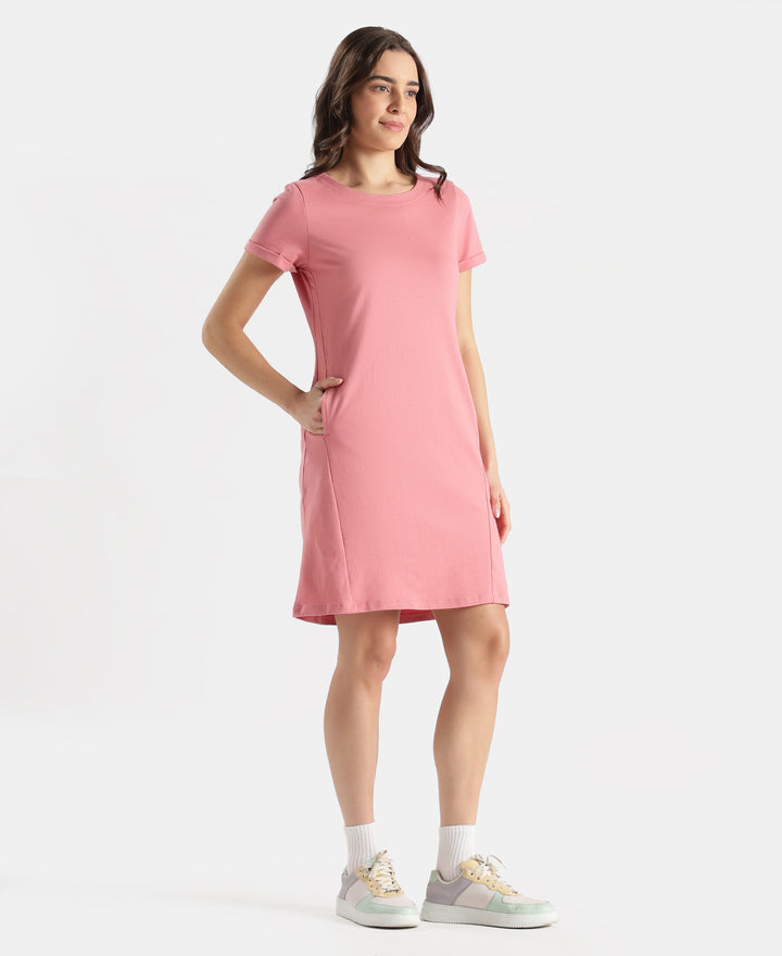 100% Super Combed Cotton Regular Fit Dress with Side Pockets - Brandied Apricot