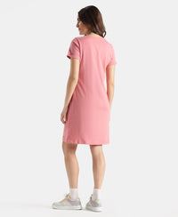 100% Super Combed Cotton Regular Fit Dress with Side Pockets - Brandied Apricot