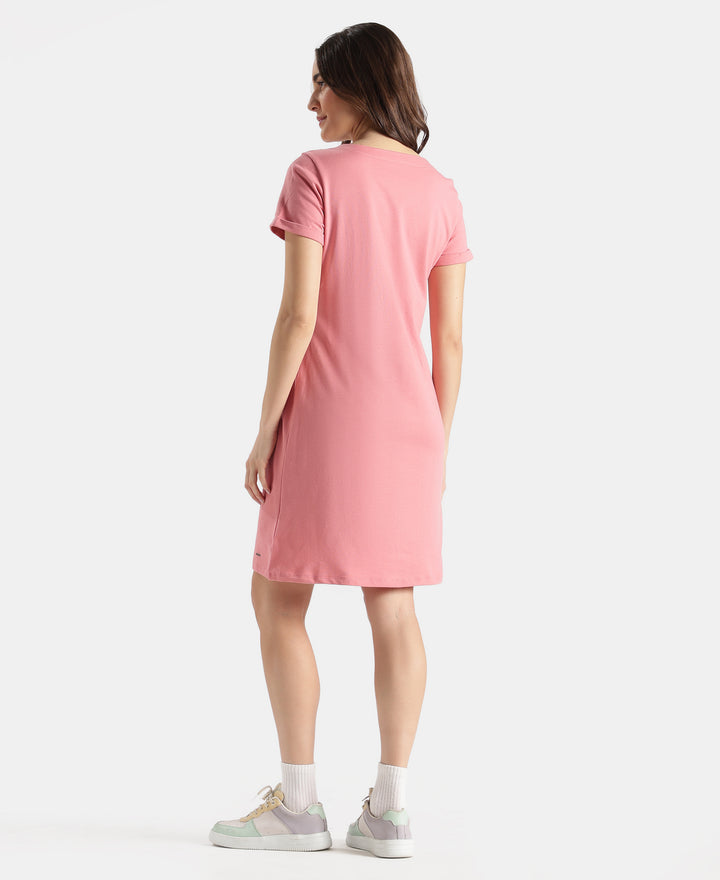 100% Super Combed Cotton Regular Fit Dress with Side Pockets - Brandied Apricot