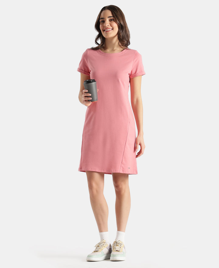 100% Super Combed Cotton Regular Fit Dress with Side Pockets - Brandied Apricot