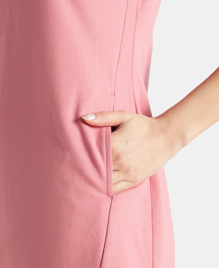 100% Super Combed Cotton Regular Fit Dress with Side Pockets - Brandied Apricot