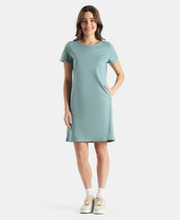 100% Super Combed Cotton Regular Fit Dress with Side Pockets - Mineral Blue