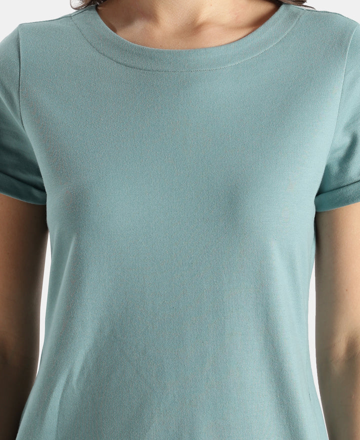 100% Super Combed Cotton Regular Fit Dress with Side Pockets - Mineral Blue
