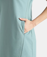 100% Super Combed Cotton Regular Fit Dress with Side Pockets - Mineral Blue