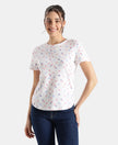 Super Combed Cotton Regular Fit Printed Half Sleeve T-Shirt - White