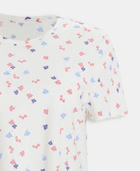 Super Combed Cotton Regular Fit Printed Half Sleeve T-Shirt - White