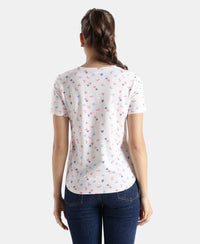 Super Combed Cotton Regular Fit Printed Half Sleeve T-Shirt - White