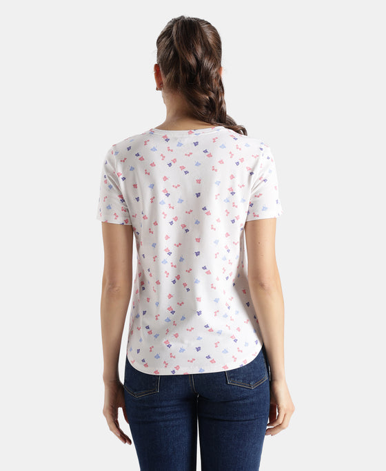 Super Combed Cotton Regular Fit Printed Half Sleeve T-Shirt - White