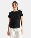 Super Combed Cotton Regular Fit Printed Half Sleeve T-Shirt - Black