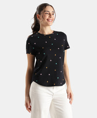 Super Combed Cotton Regular Fit Printed Half Sleeve T-Shirt - Black
