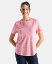 Super Combed Cotton Regular Fit Printed Half Sleeve T-Shirt - Plumeria