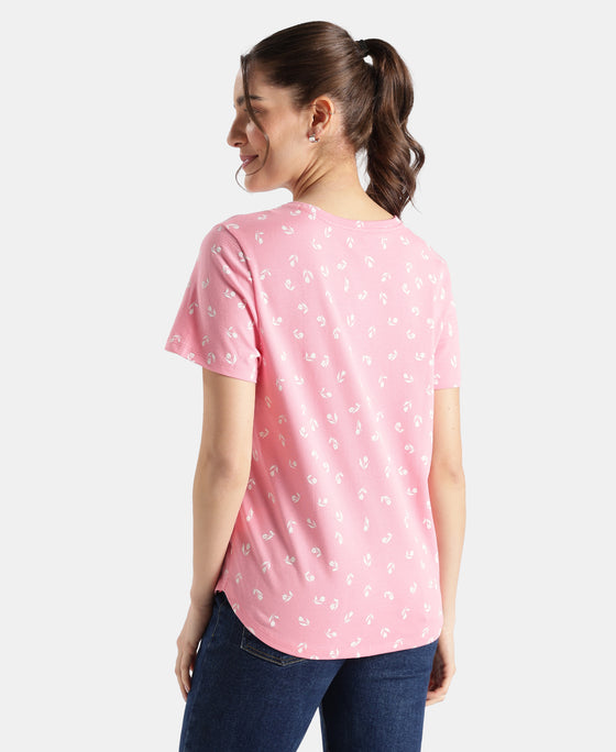 Super Combed Cotton Regular Fit Printed Half Sleeve T-Shirt - Plumeria