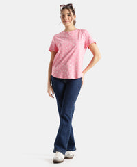 Super Combed Cotton Regular Fit Printed Half Sleeve T-Shirt - Plumeria