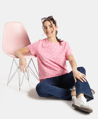Super Combed Cotton Regular Fit Printed Half Sleeve T-Shirt - Plumeria