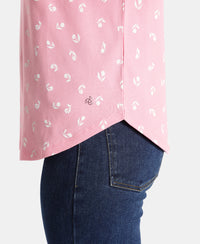 Super Combed Cotton Regular Fit Printed Half Sleeve T-Shirt - Plumeria