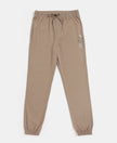 Boy's Super Combed Cotton Rich Graphic Printed Joggers with Elasticated Hem - Desert Taupe