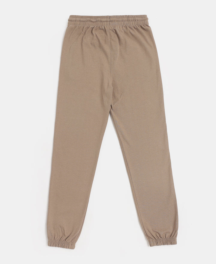 Boy's Super Combed Cotton Rich Graphic Printed Joggers with Elasticated Hem - Desert Taupe