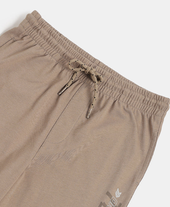 Boy's Super Combed Cotton Rich Graphic Printed Joggers with Elasticated Hem - Desert Taupe
