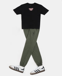 Boy's Super Combed Cotton Rich Graphic Printed Joggers with Elasticated Hem - Thyme