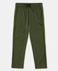 Boy's Super Combed Cotton Rich Graphic Printed Trackpants with Contrast Side Piping - Thyme
