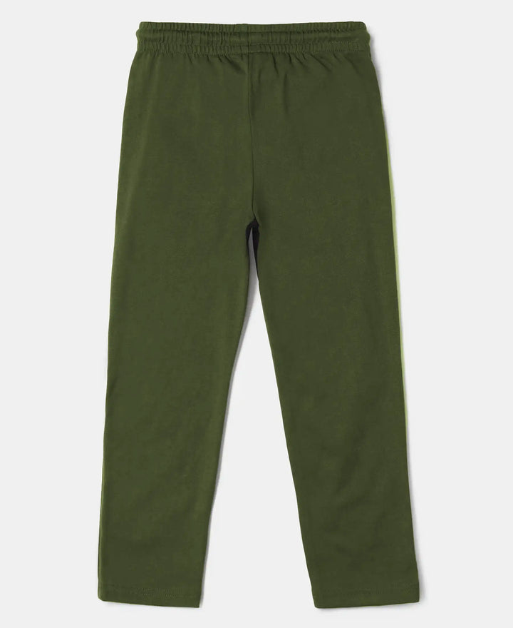 Boy's Super Combed Cotton Rich Graphic Printed Trackpants with Contrast Side Piping - Thyme