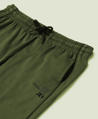 Boy's Super Combed Cotton Rich Graphic Printed Trackpants with Contrast Side Piping - Thyme