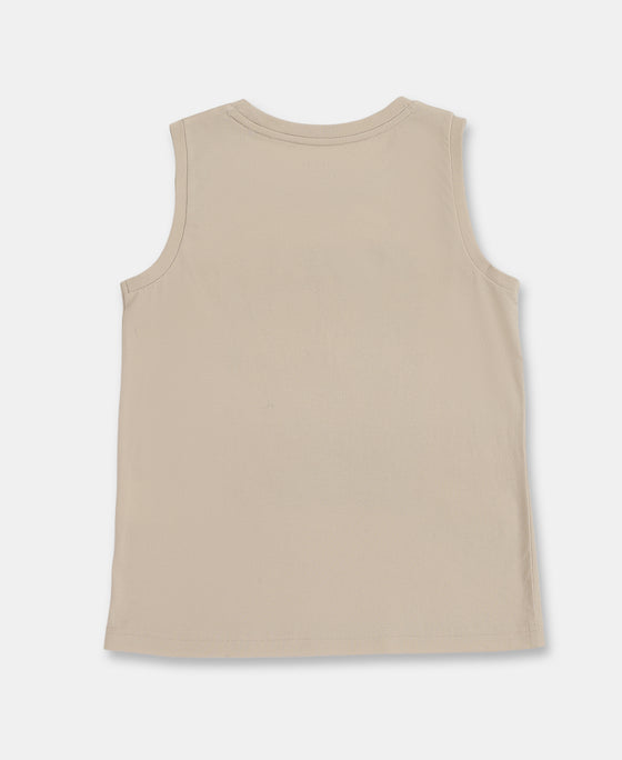 Boy's Super Combed Cotton Graphic Printed Tank Top - French Oak