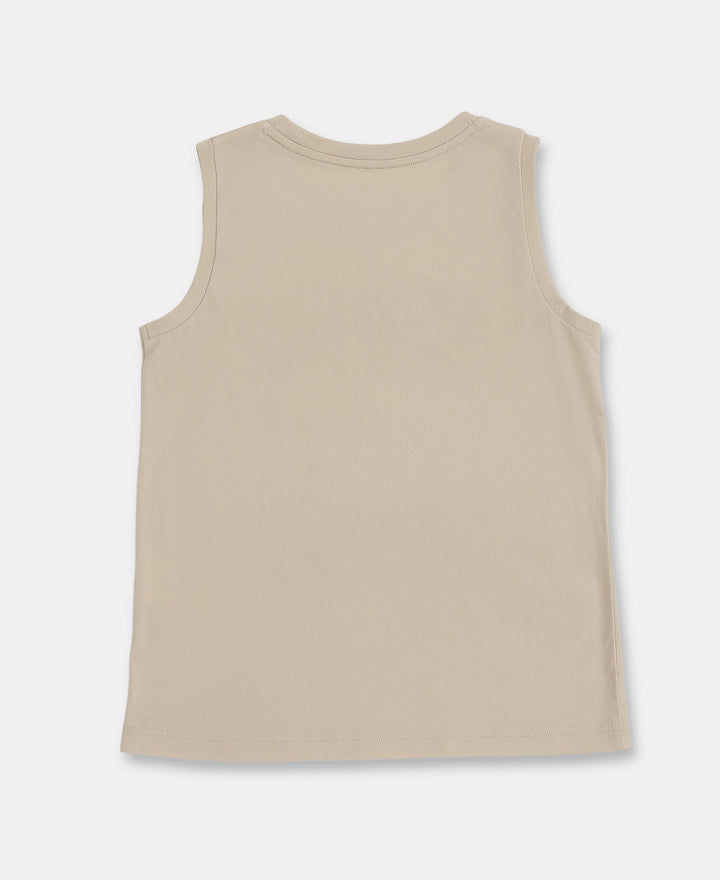 Boy's Super Combed Cotton Graphic Printed Tank Top - French Oak