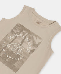 Boy's Super Combed Cotton Graphic Printed Tank Top - French Oak