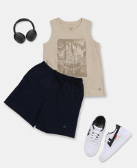 Boy's Super Combed Cotton Graphic Printed Tank Top - French Oak