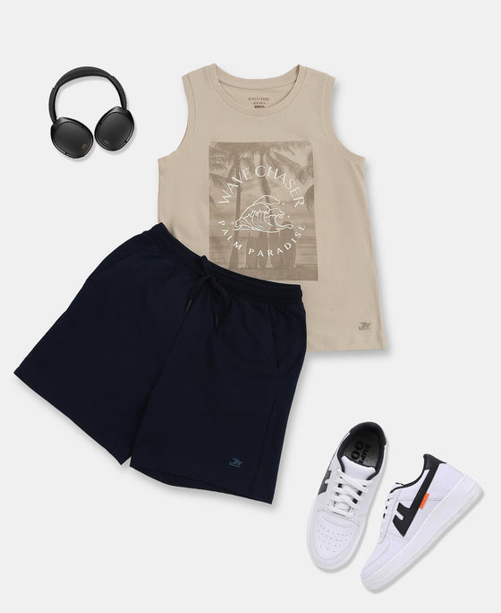 Boy's Super Combed Cotton Graphic Printed Tank Top - French Oak