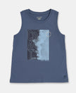 Boy's Super Combed Cotton Graphic Printed Tank Top - Frost