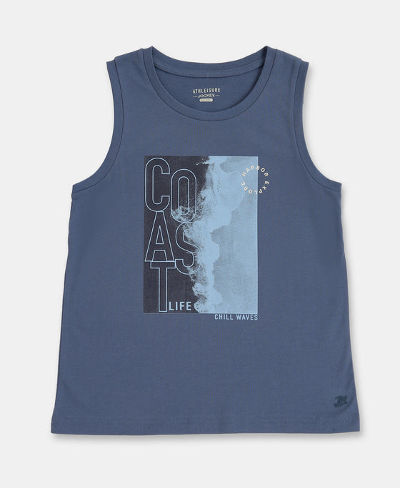 Boy's Super Combed Cotton Graphic Printed Tank Top - Frost