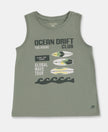 Boy's Super Combed Cotton Graphic Printed Tank Top - Lily Pad