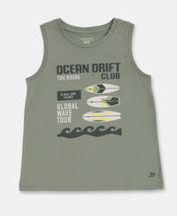 Boy's Super Combed Cotton Graphic Printed Tank Top - Lily Pad