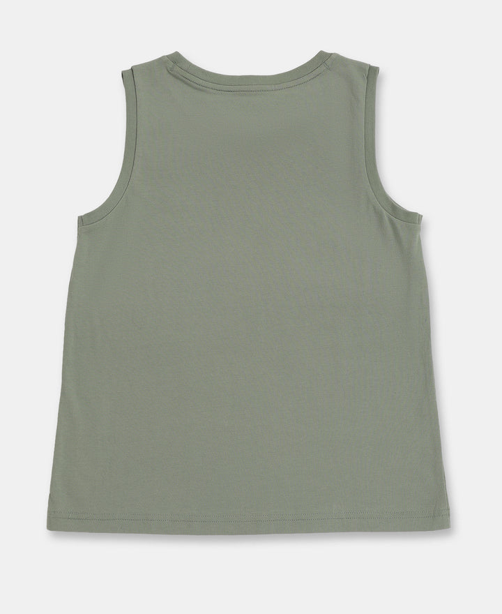 Boy's Super Combed Cotton Graphic Printed Tank Top - Lily Pad