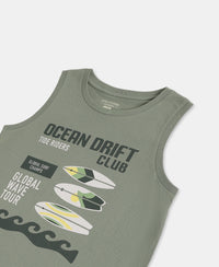 Boy's Super Combed Cotton Graphic Printed Tank Top - Lily Pad