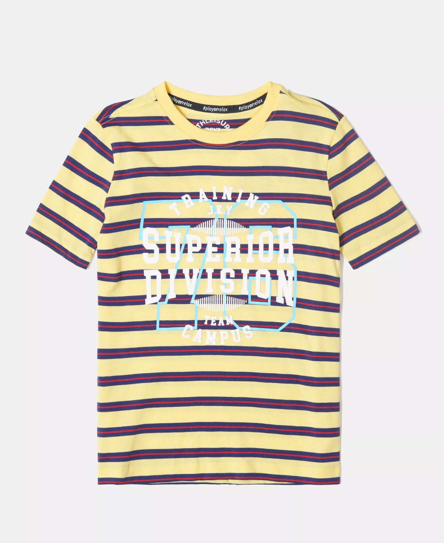 Boy's Super Combed Cotton Striped Graphic Printed Half Sleeve T-Shirt - Snap Dragon